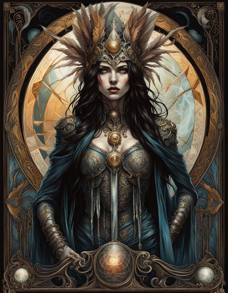 Creepy Death Tarot Card Art in Mixed Media Style