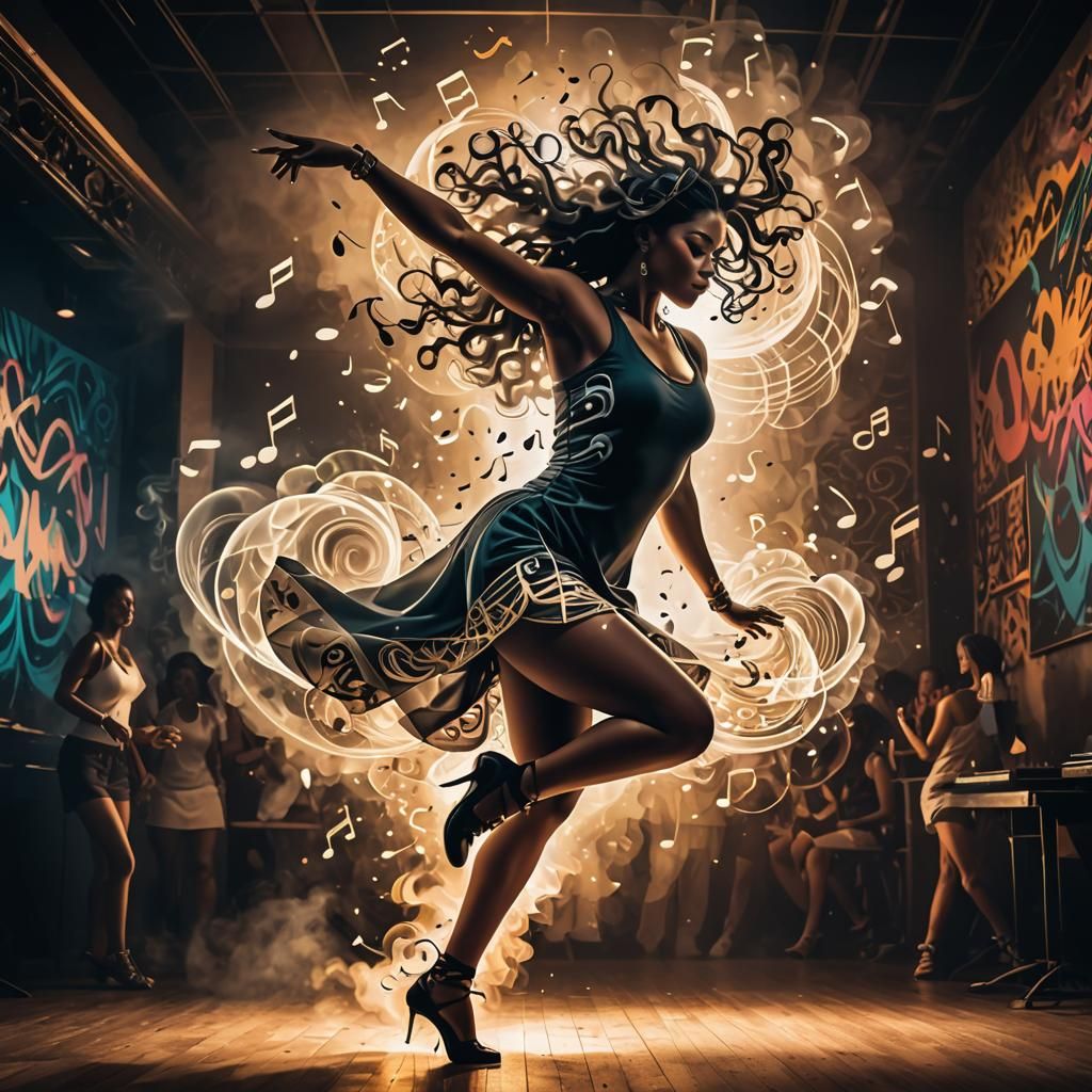 Dancer in Club: Double Exposure Street Art