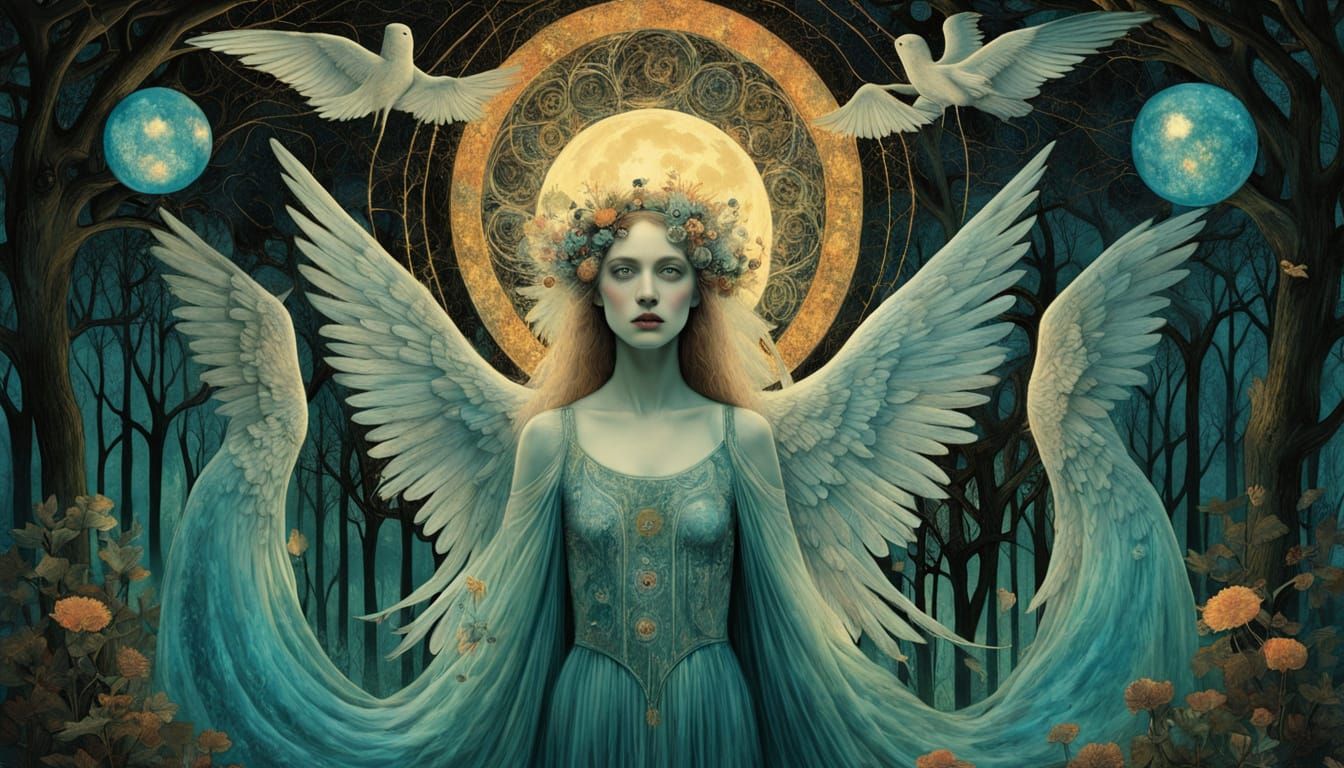 Dreamlike Surrealism: Falling Angel in Ethereal Labyrinth
