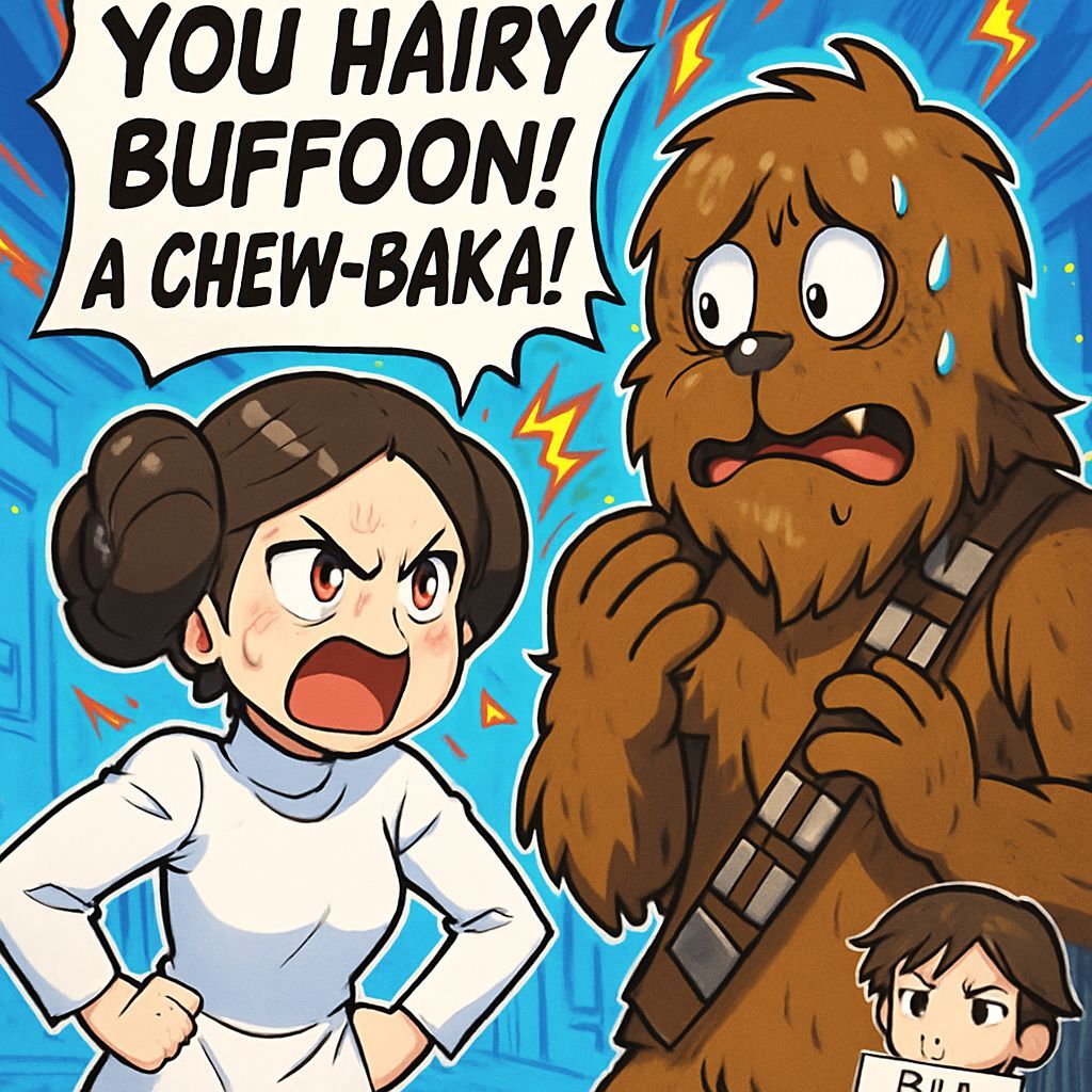 Anime Princess Leia Exclaims 'A Chewbaka!'