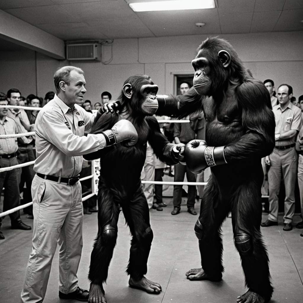 Space Chimp Boxing Photo Shoot