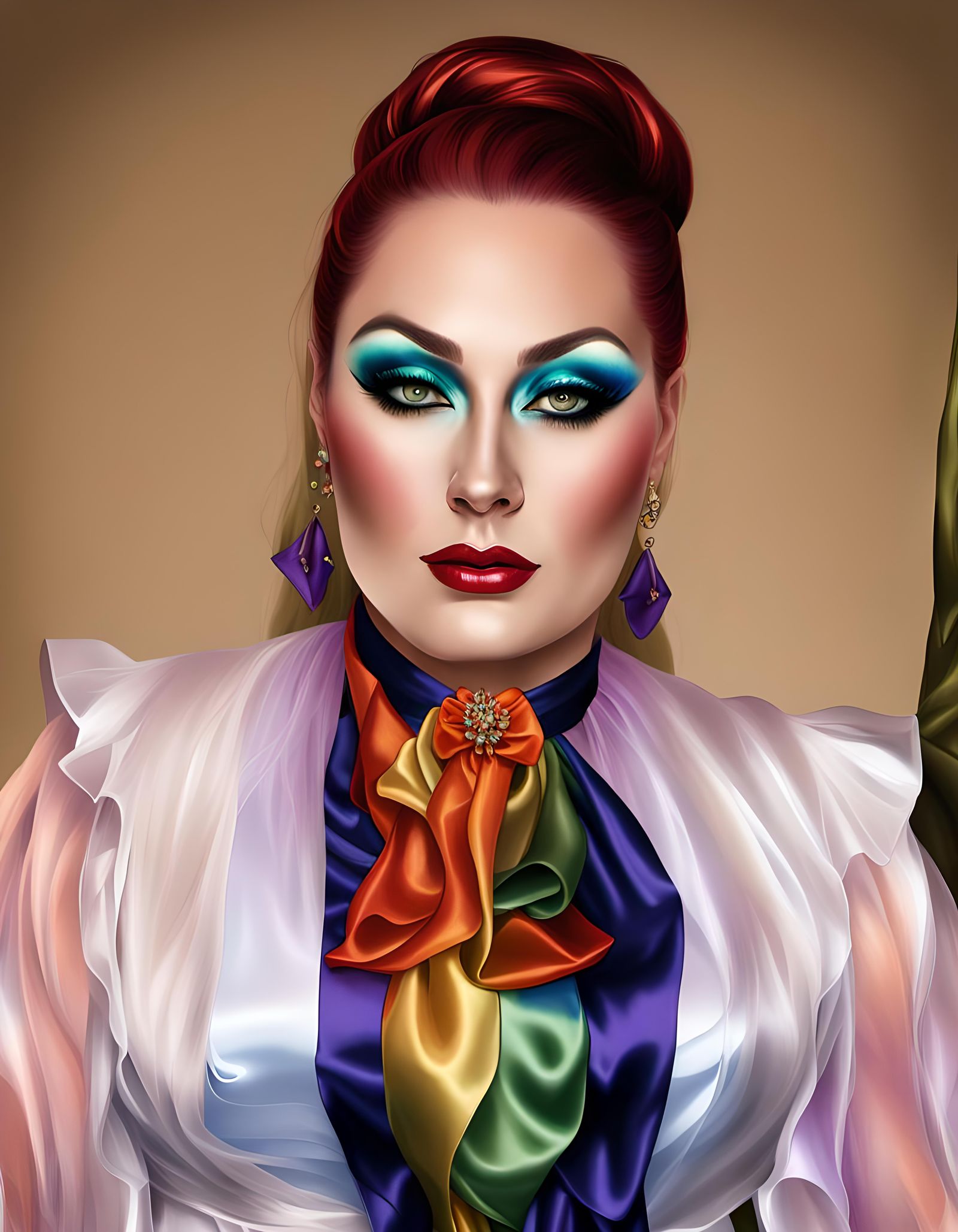 Rainbow Satin Gown for Plus-Size Drag Queen