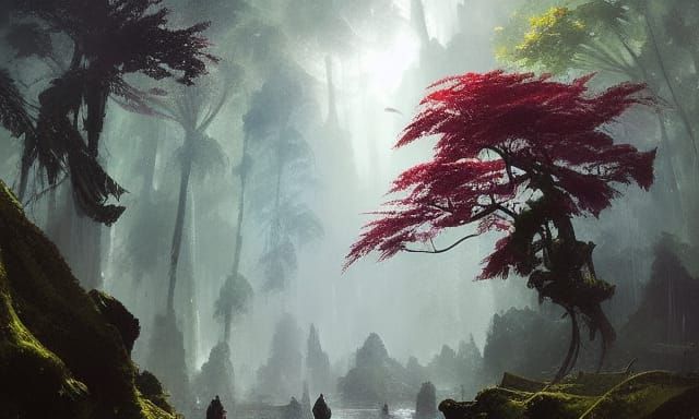 Lush Rainforest Concept Art in Academic Style