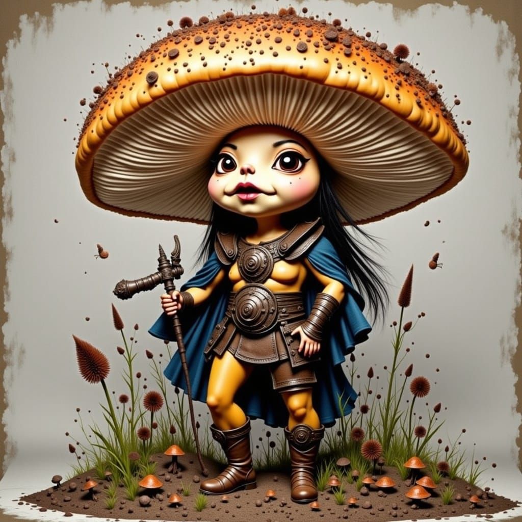 Mushroom Warrior: Anthropomorphic Oyster in Digital Art