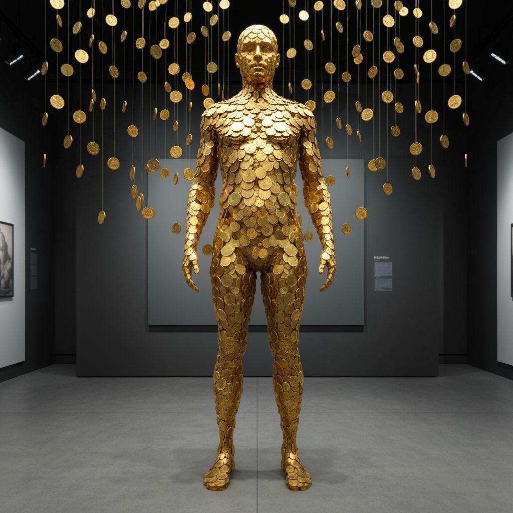 Abstract Gold Coin Figure in Museum