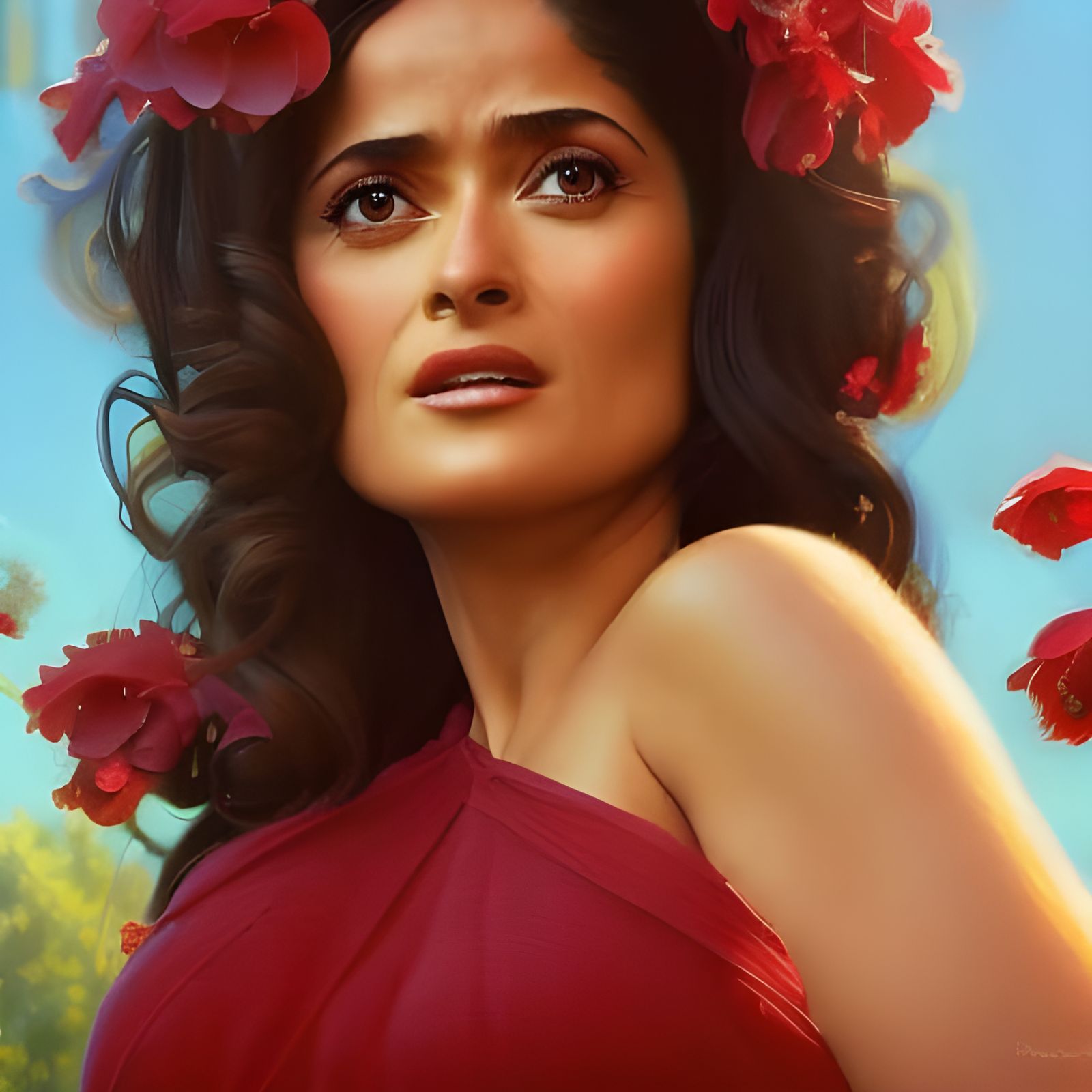 Salma Hayek Portrait in 3D Digital Art Style