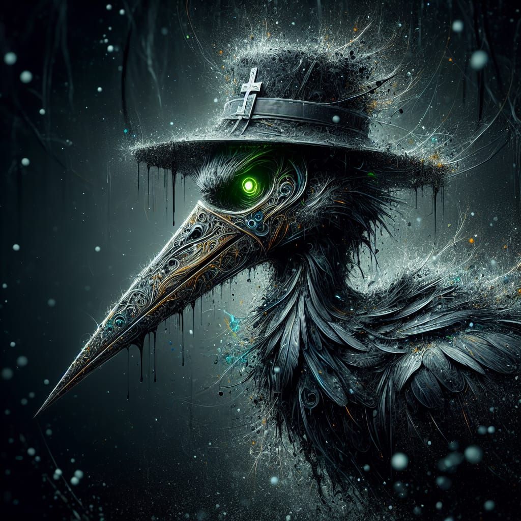 Mythical Stork in Murky Swamp: Hyper-Detailed Concept Art