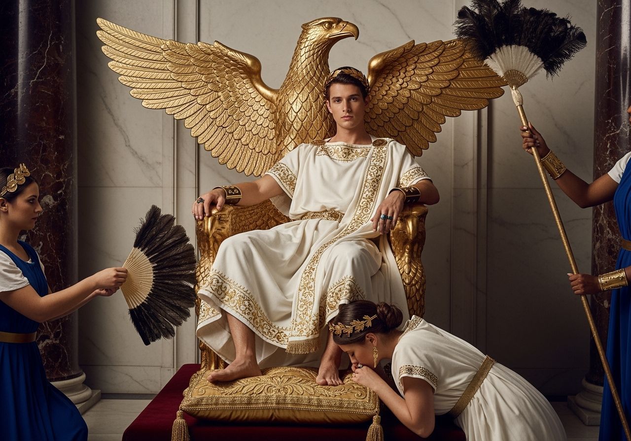 Young Roman Emperor on His Golden Eagle Throne