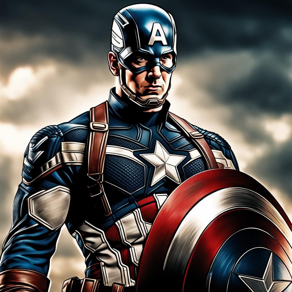Hyperrealistic Captain America Portrait in High Definition