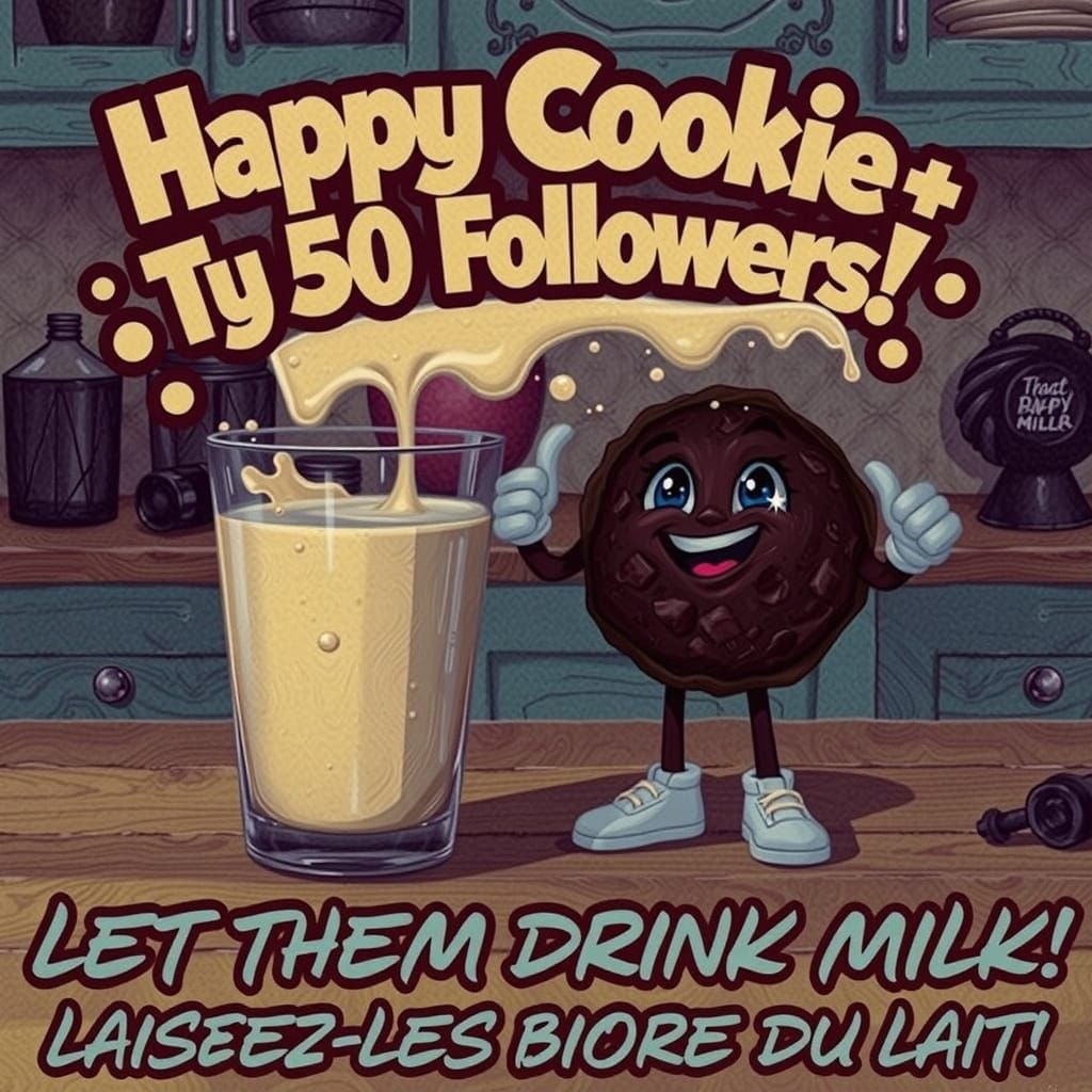 Cozy Kitchen Scene with Milk and Cookie Character