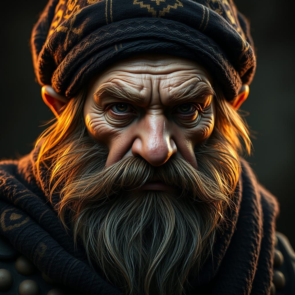 Mystical Dwarf Rogue in Richly Textured Black Beanie