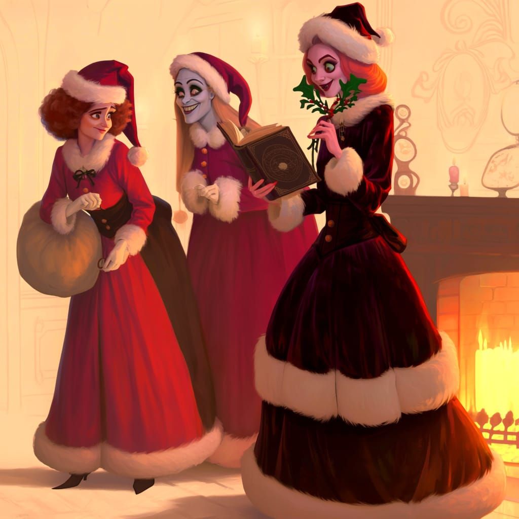 Sanderson Sisters as Mrs. Claus in Spooky Antique Shop