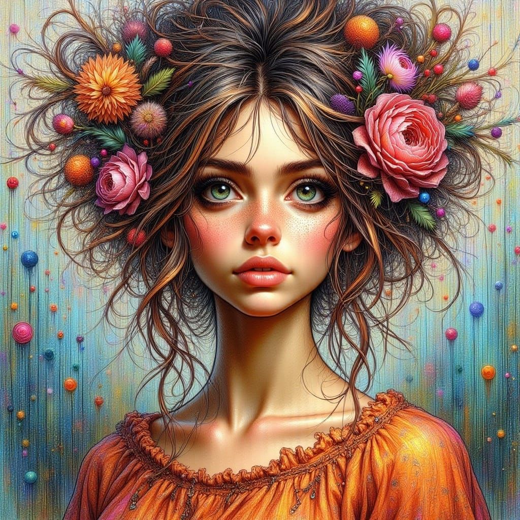 Starlight Gown: A Hyperrealistic Painting of a Beautiful Wom...