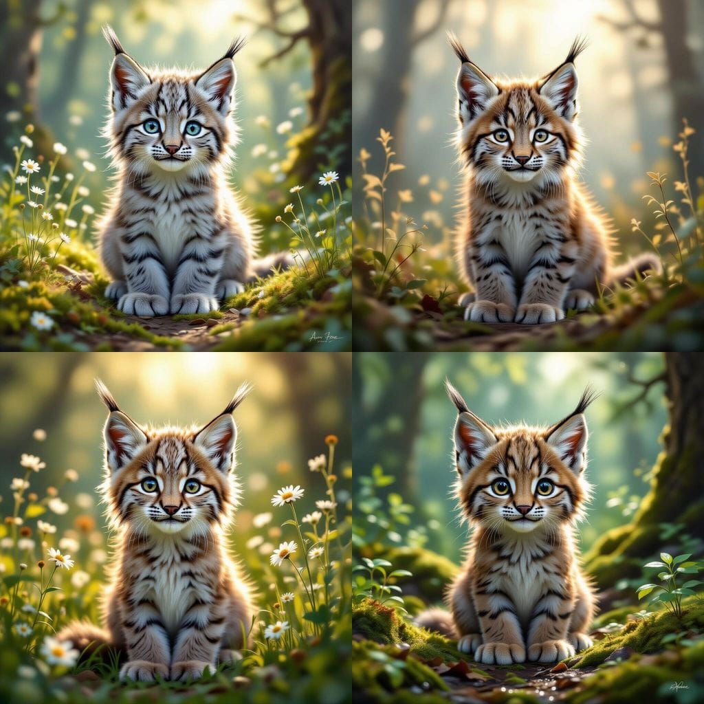 Cute Baby Lynx Detailed Matte Painting