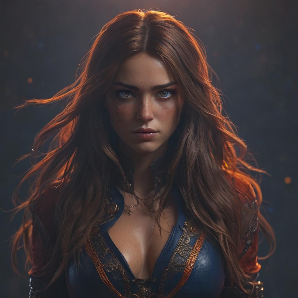 Fantasy Woman with Multicolored Eyes in Bold Art