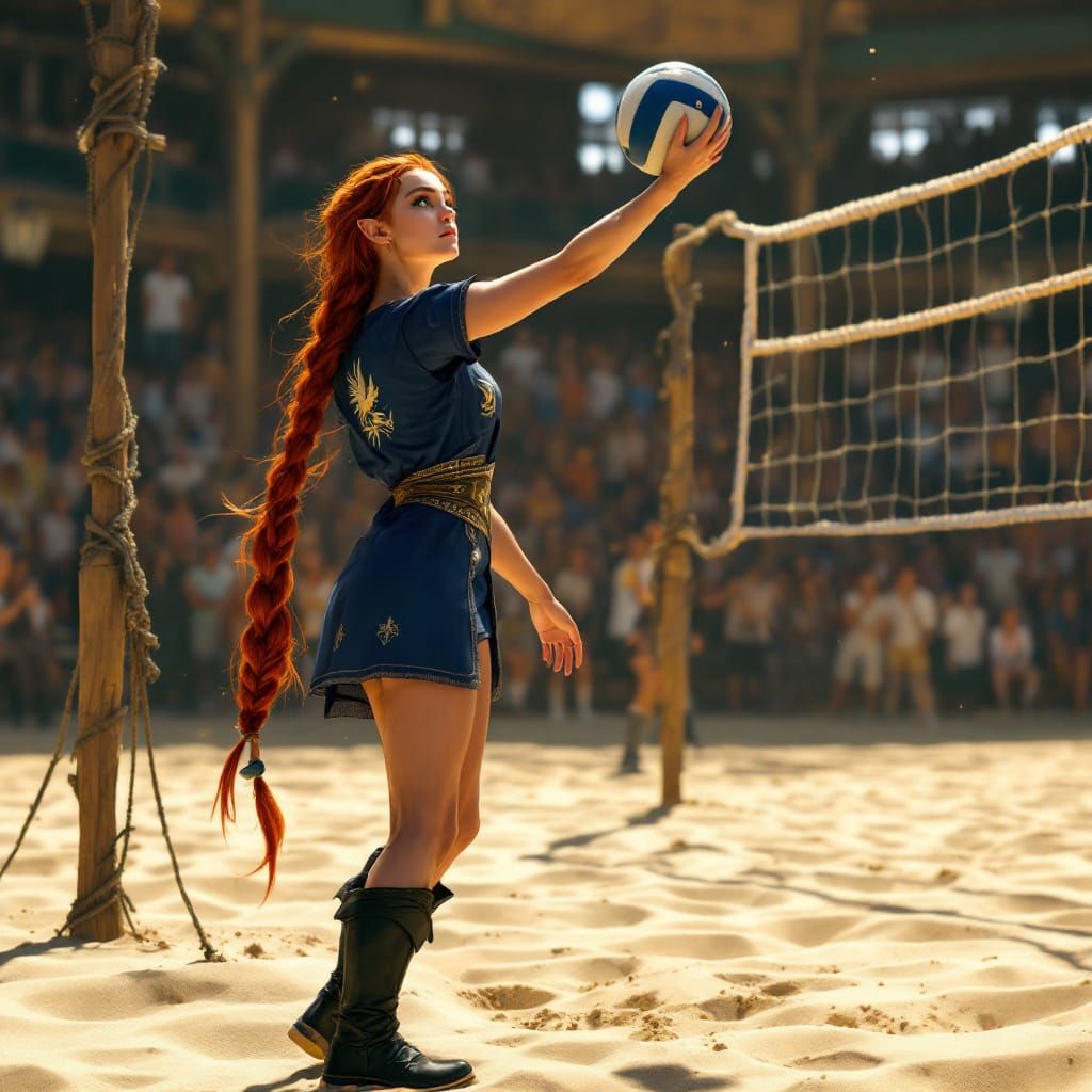 Elven Volleyball Player in Fantasy Sports Masterpiece