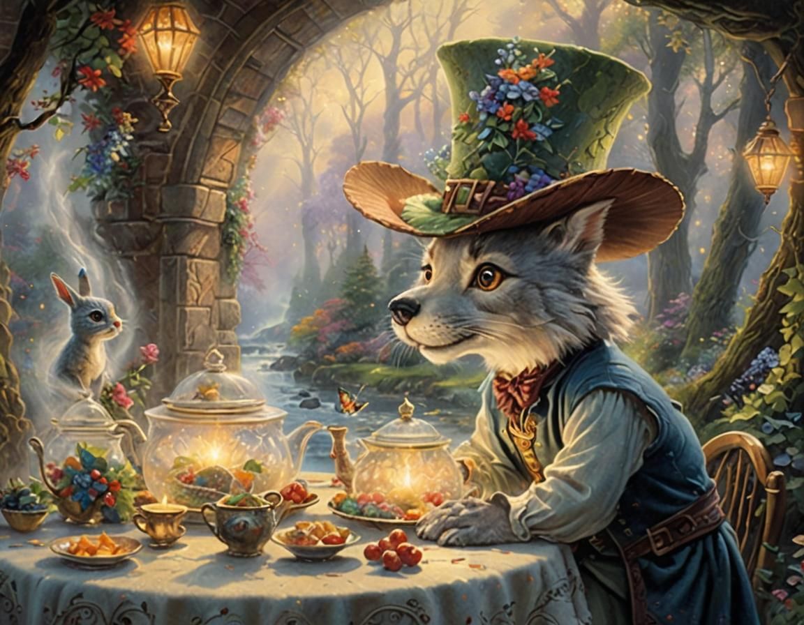 Squirrel at Table in Ethereal Fantasy Style