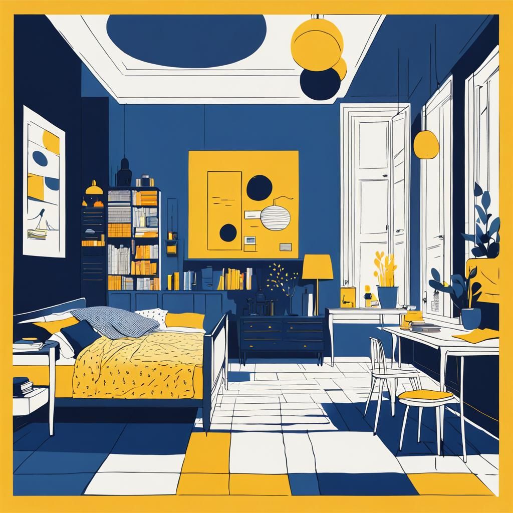 Minimalist Room Illustration in Animated Style