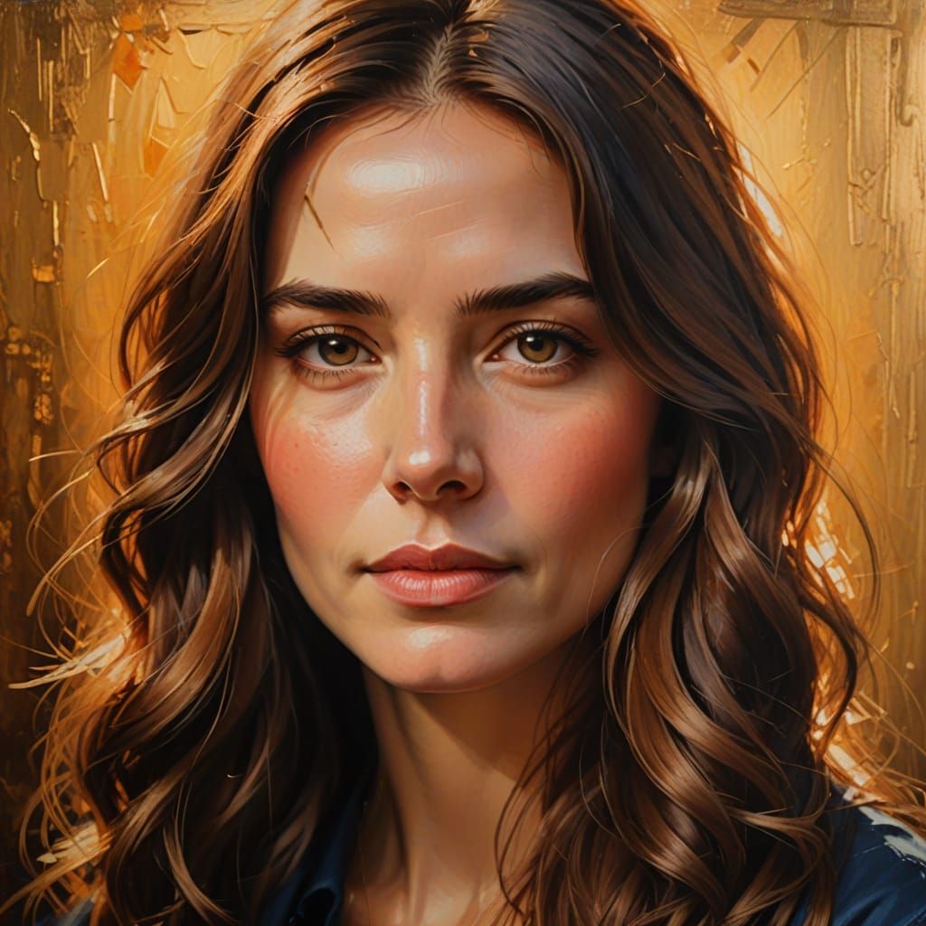 Elegant Oil Painting of a Woman with Golden Hair