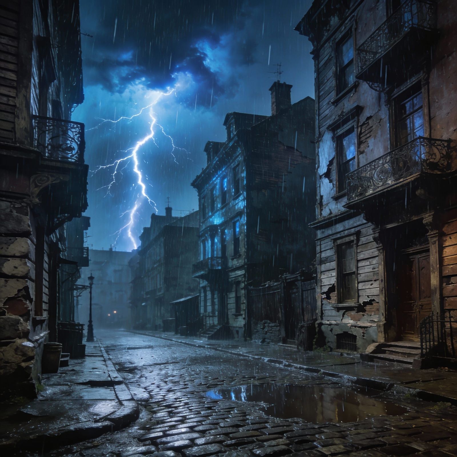 Victorian Cityscape in Thunderstorm