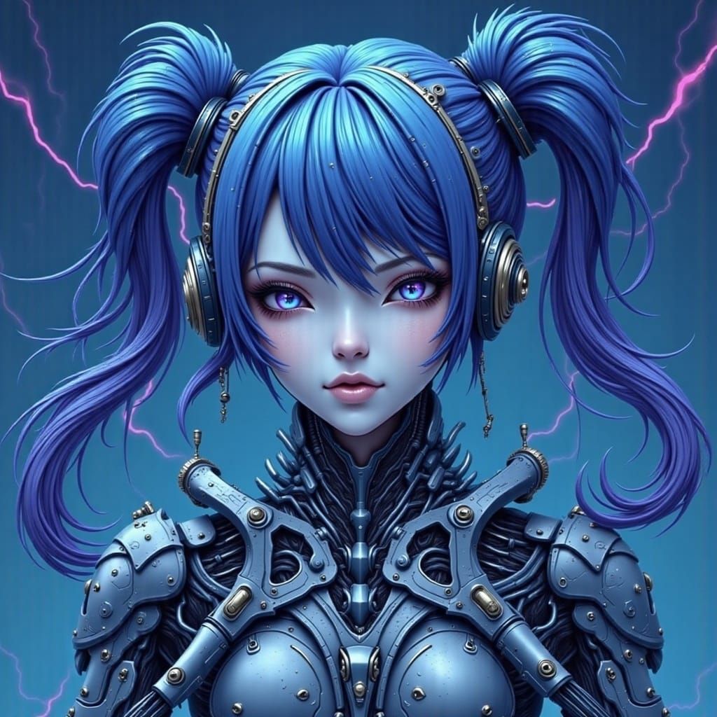 Biomechanical Cyberpunk Goddess in Dark Aquatic Realm