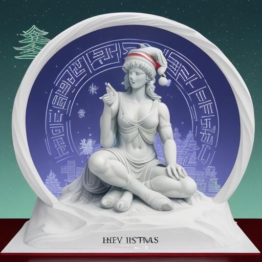 Vaporwave Christmas Card with Greek Sculpture