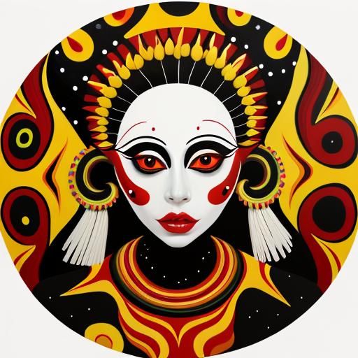 Lady Gaga in Surrealist Aboriginal Oil Painting