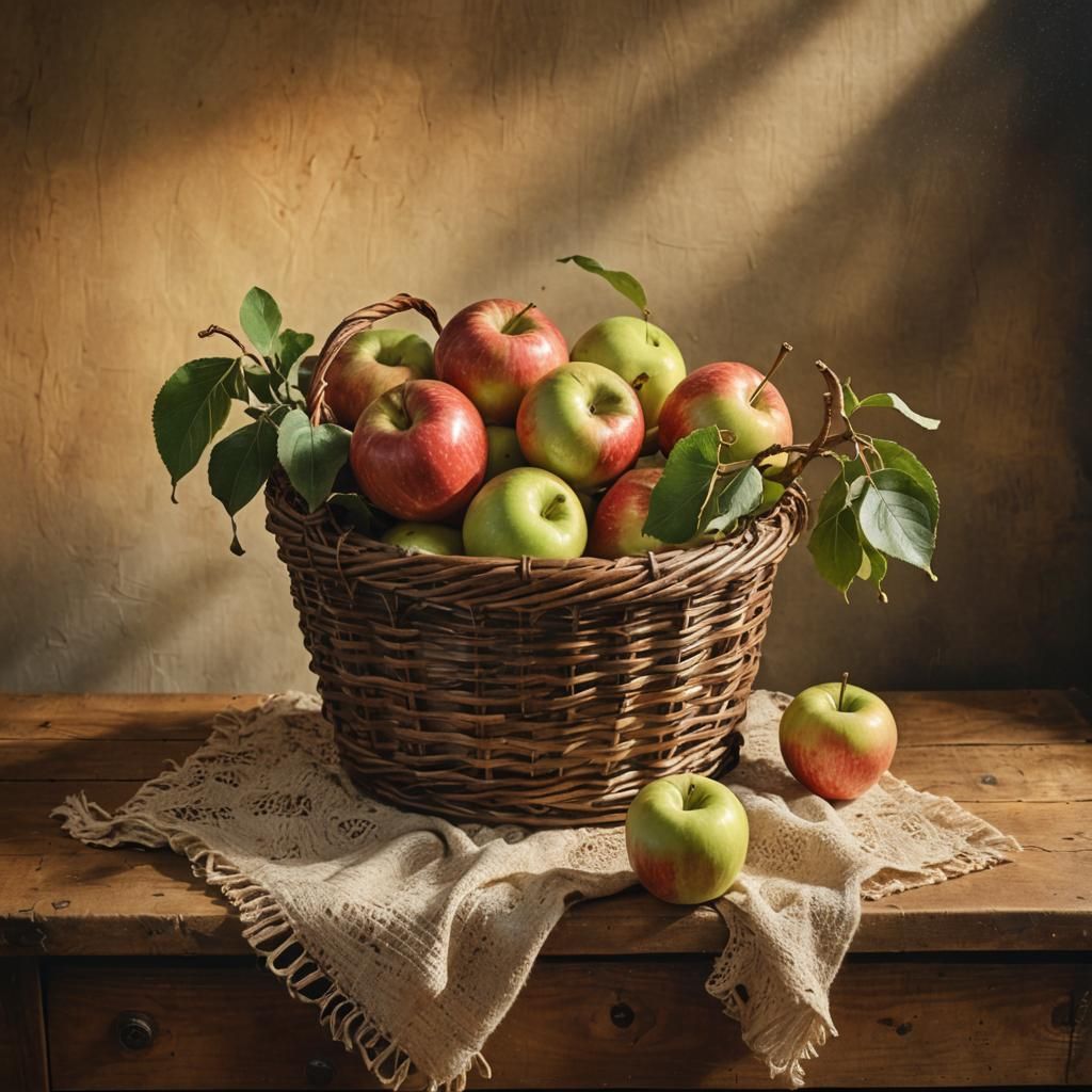 Apples in Basket: Old Masters Still Life