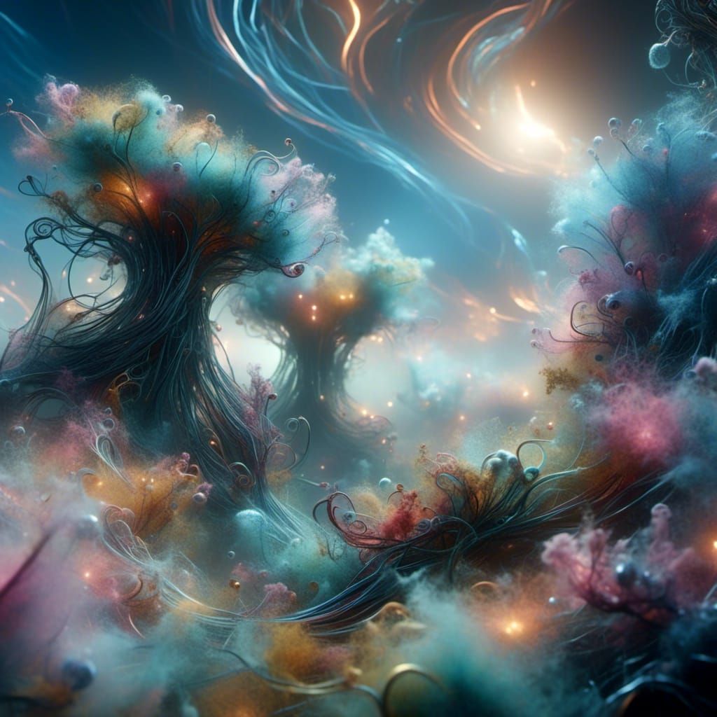 Ethereal Creature Over Alien Landscape in Dreamy Colors