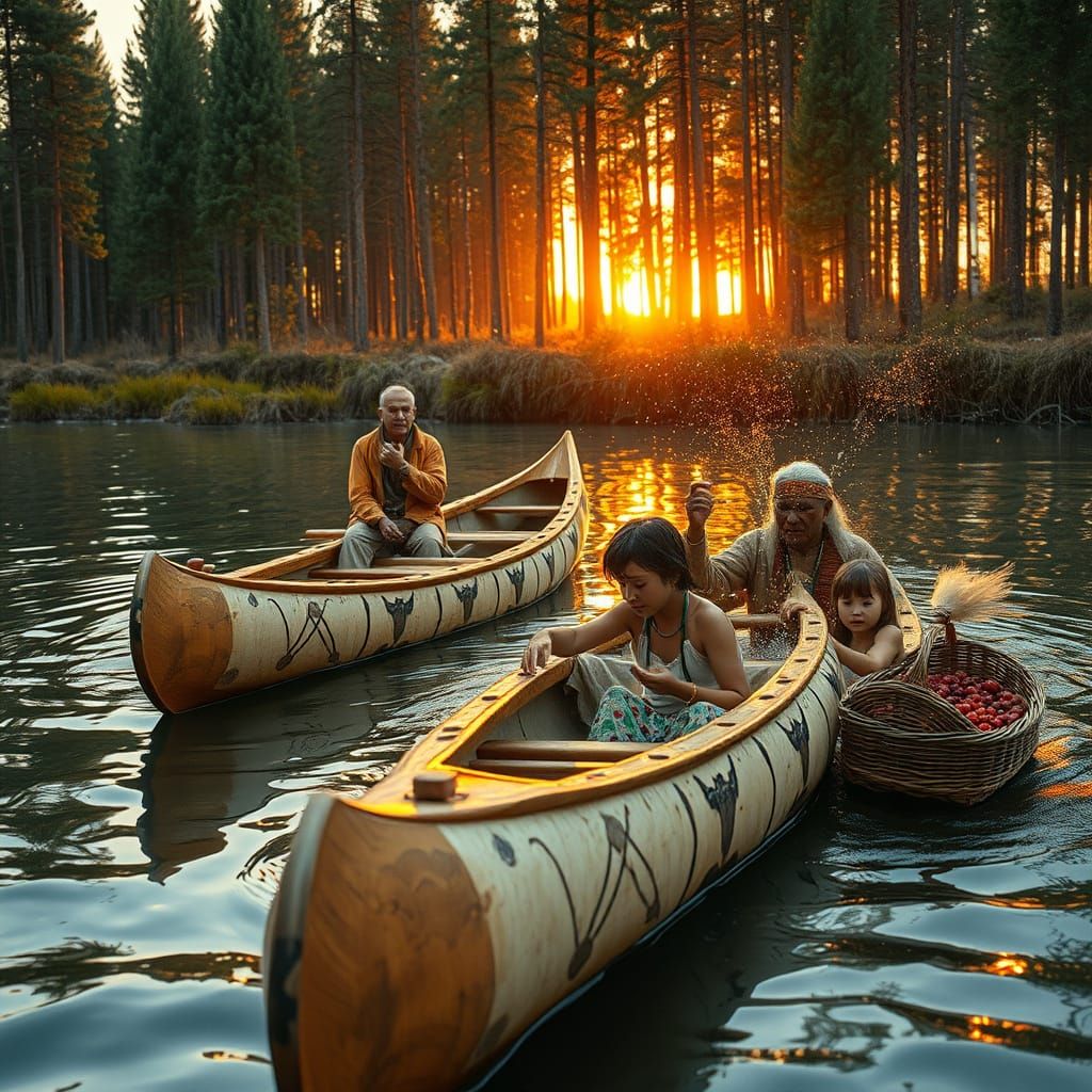 Native American Canoe Festival at Sunset