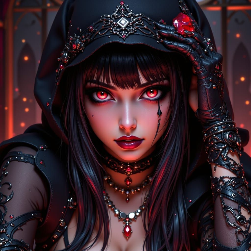 Anime Art Thief Stealing a Red Diamond