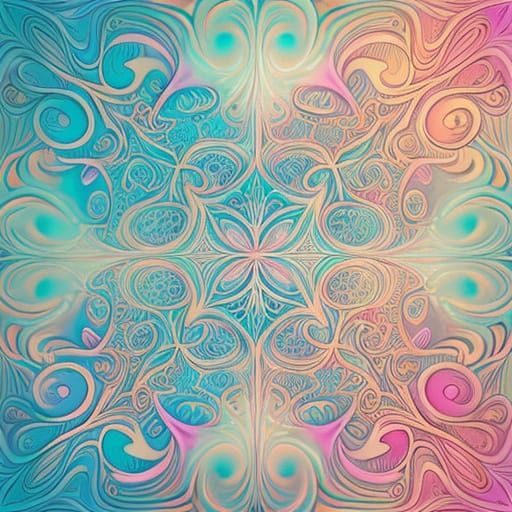 Vibrant Pastel Fractal Art with Swirling Patterns