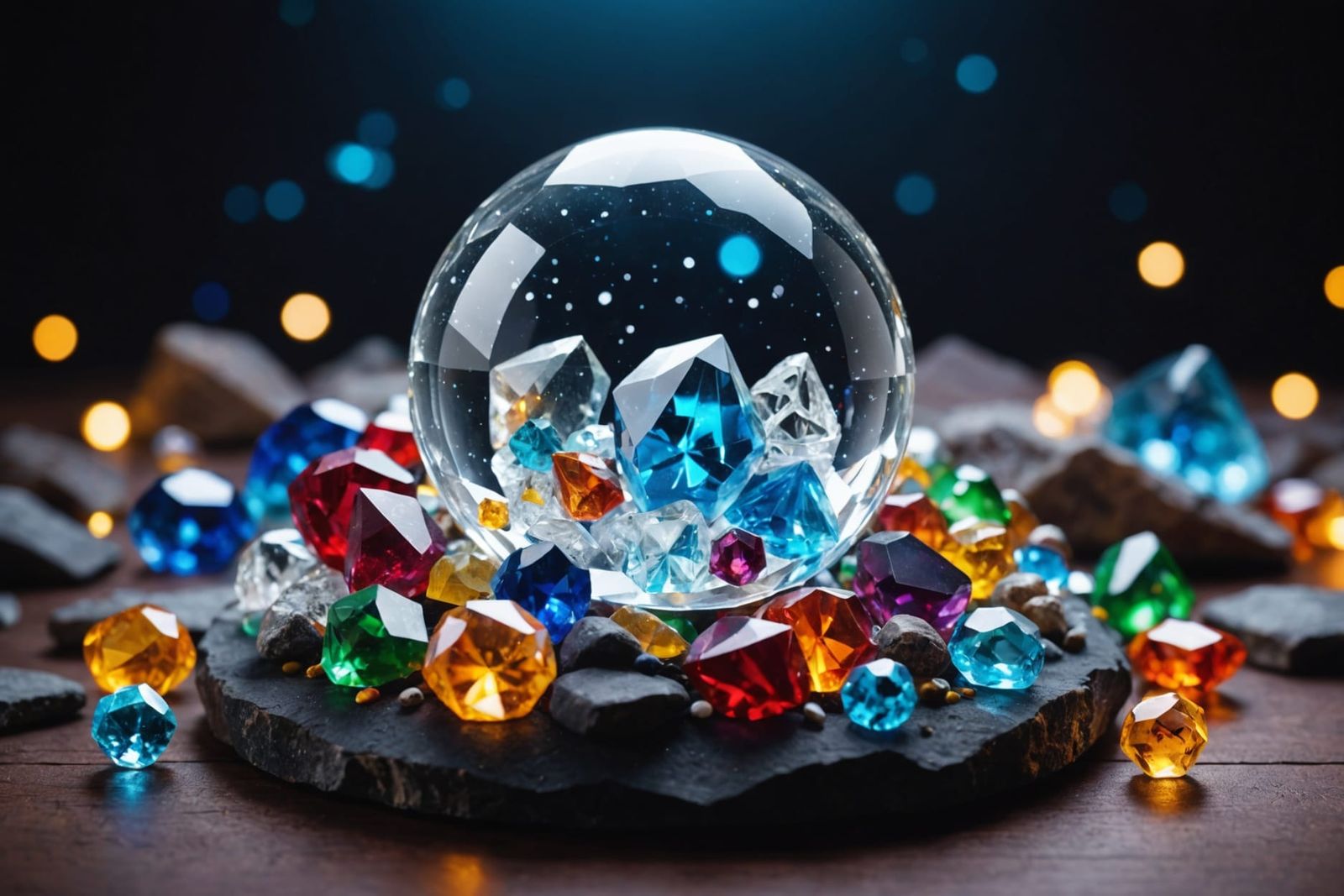 Enchanted Crystal and Gemstone World with Lights