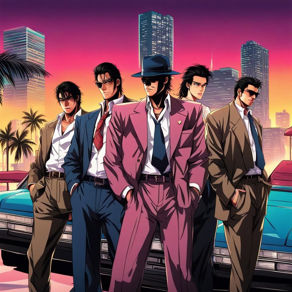 Anime Gangsters in 80s Miami: Manga Style