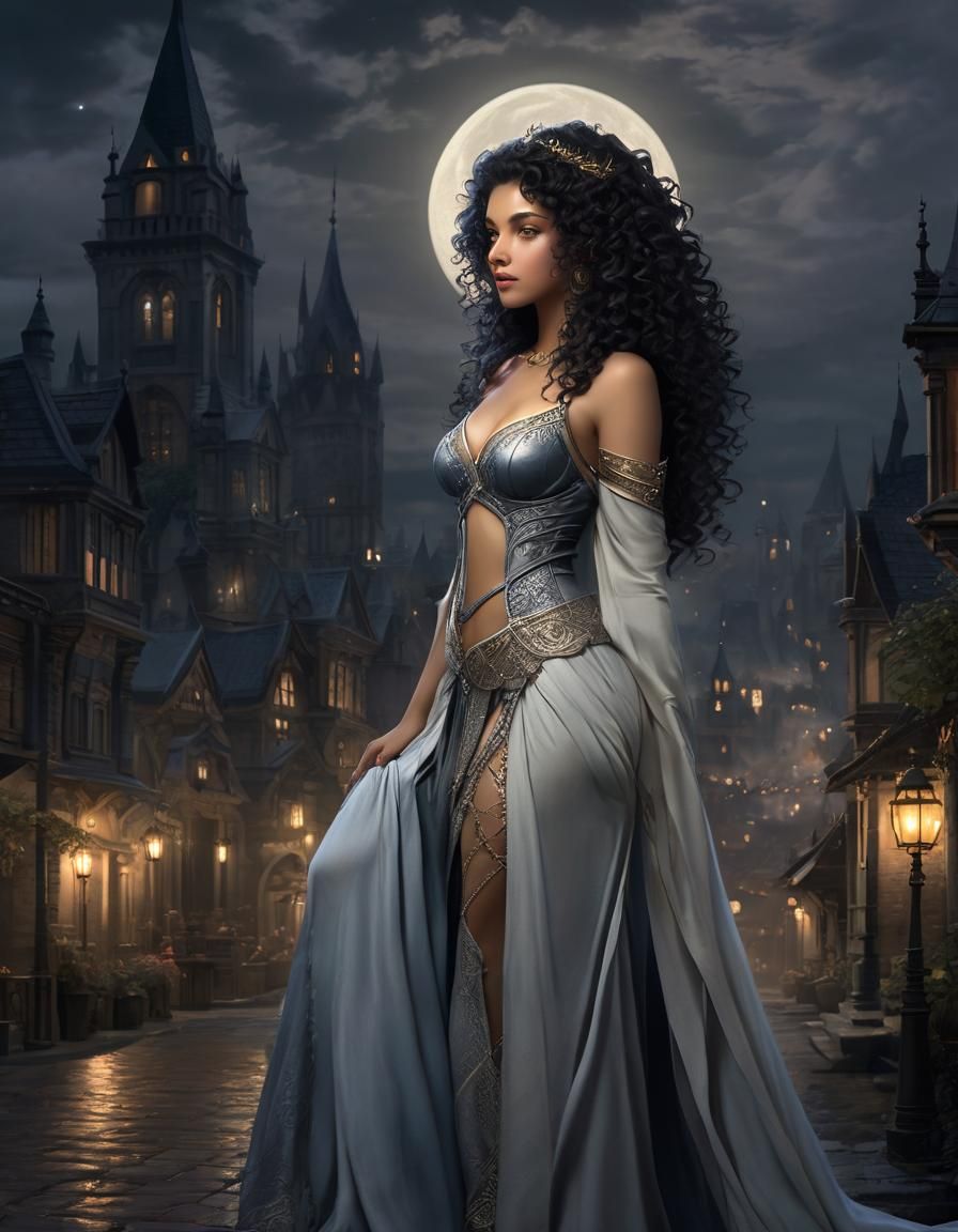 Enchanted Elf Queen Portrait in Moonlight