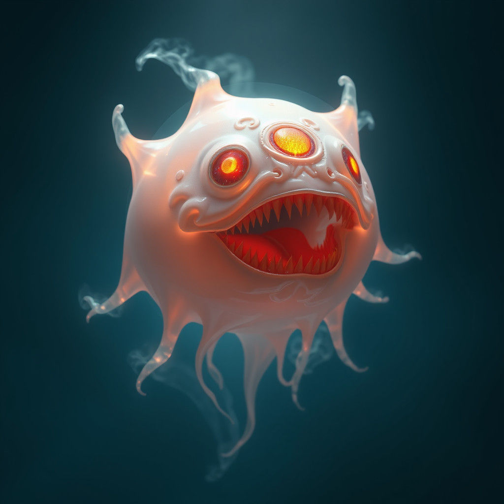 Ethereal Blob with Glowing Eyes: A Surreal Digital Painting