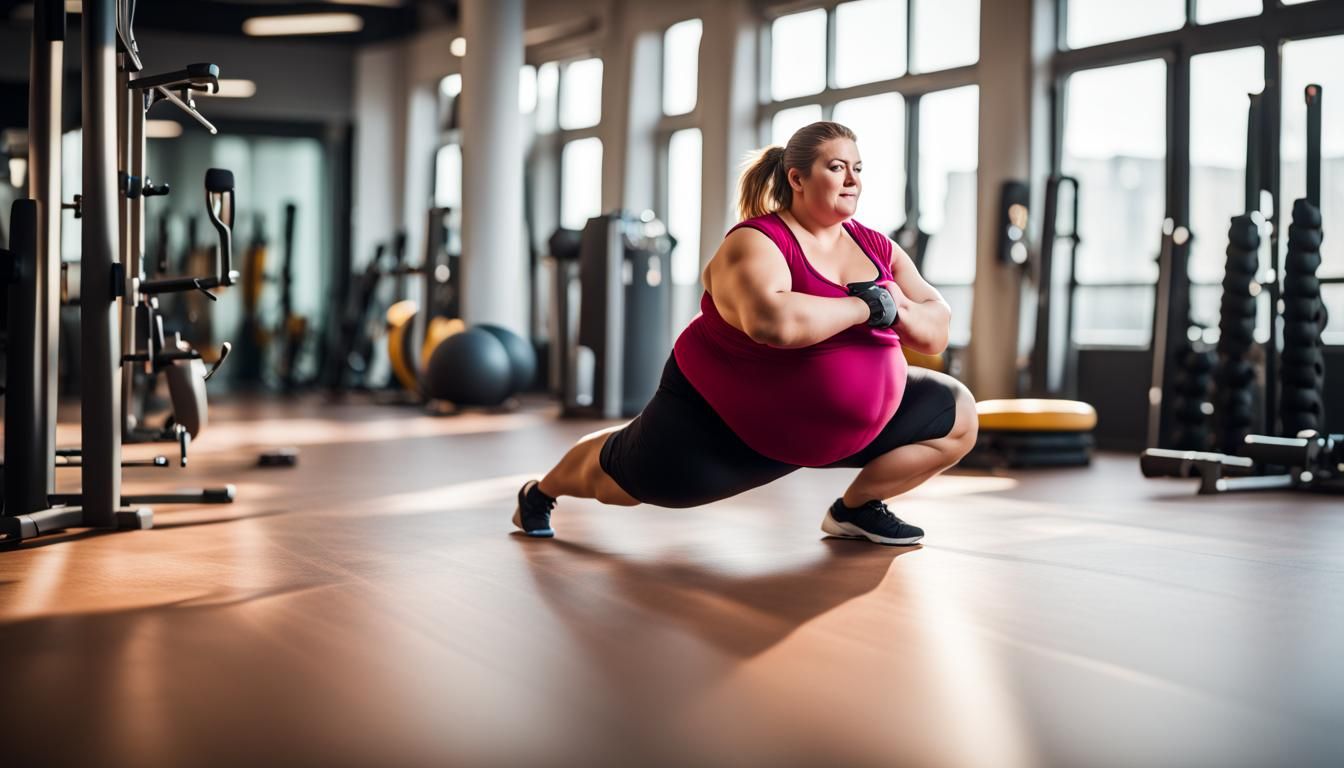 Plus-Size Woman Exercising at Gym in Professional Photo