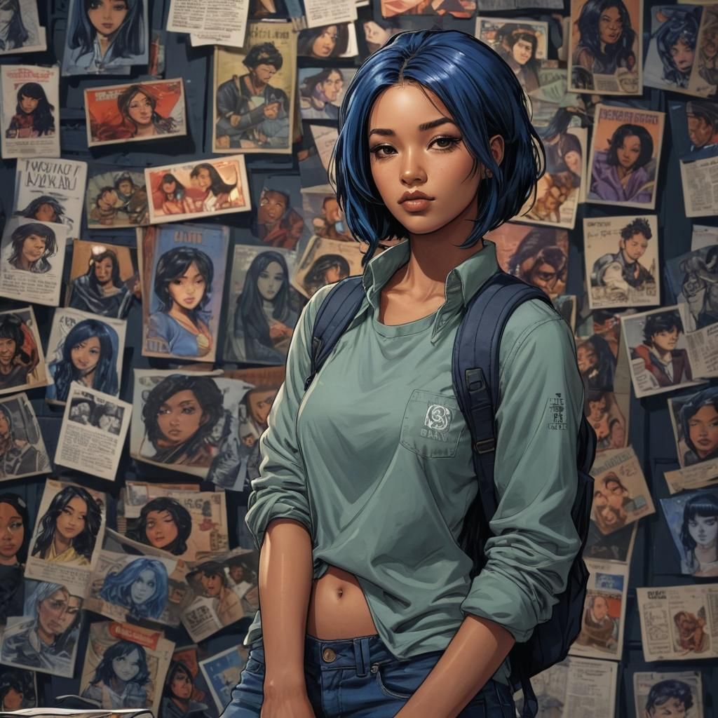 Asian Student in Comic Book Style