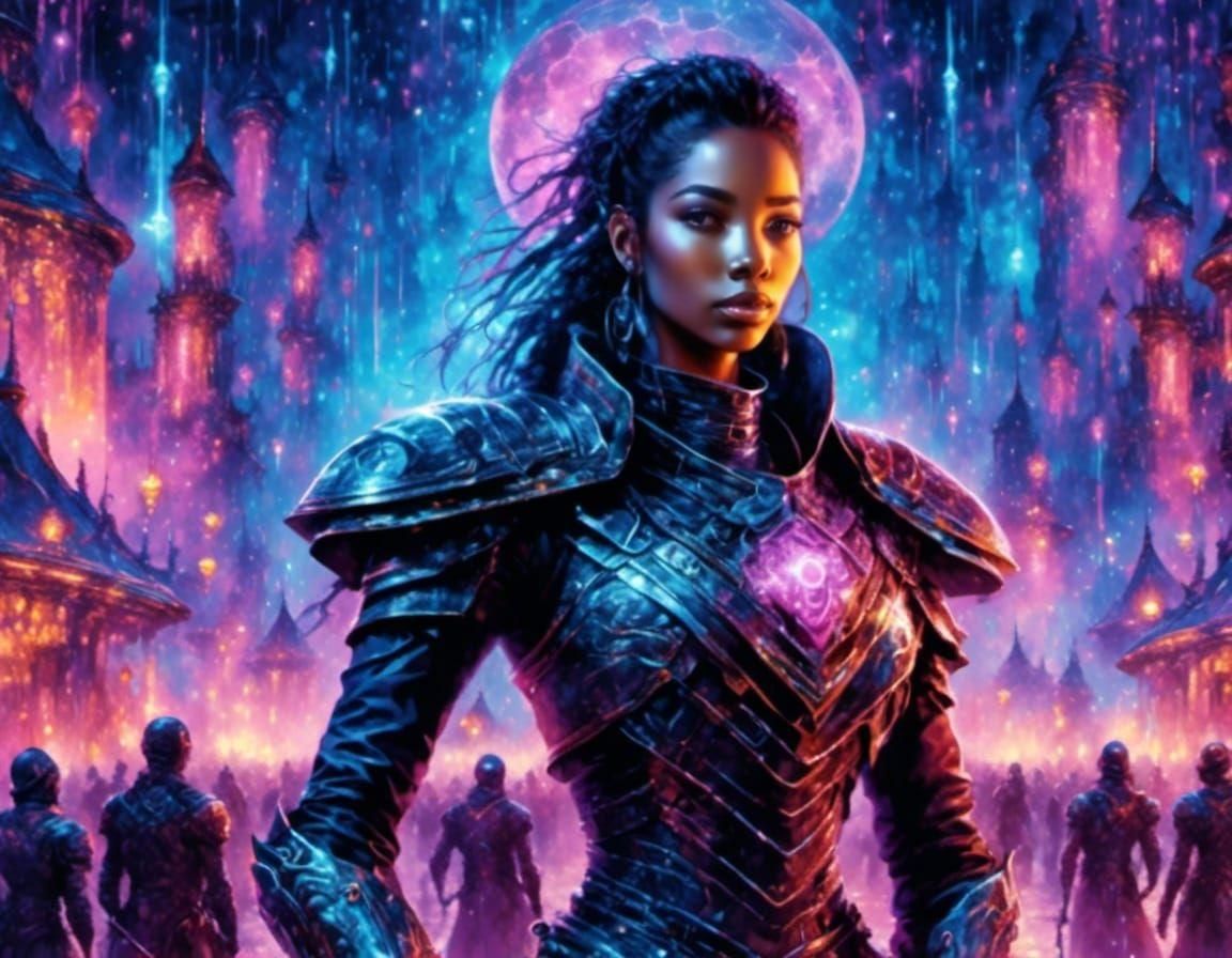 Cyberpunk Knight in Watercolor Style