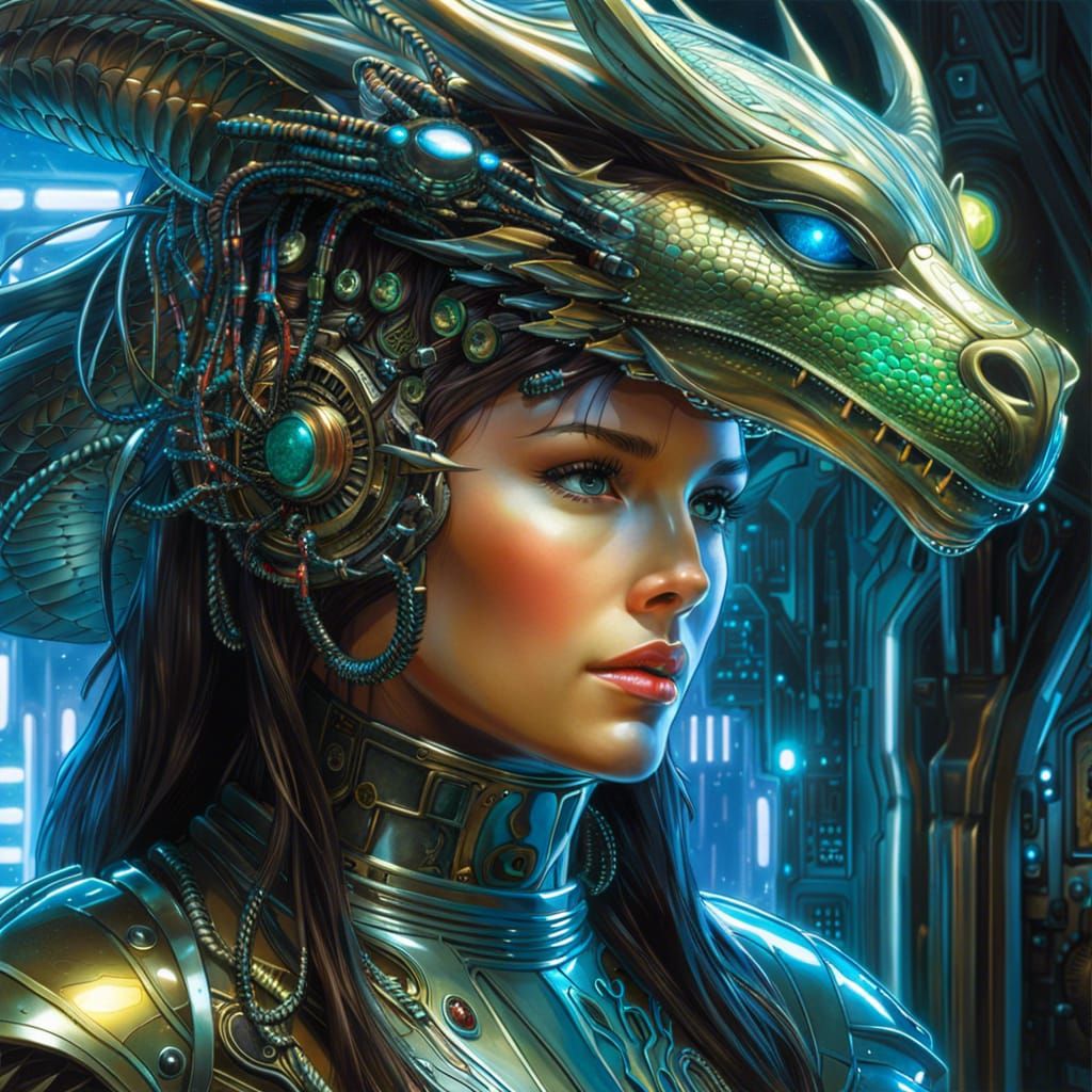 Glass Borg Dragon in Cyberpunk Sci-Fi Workshop