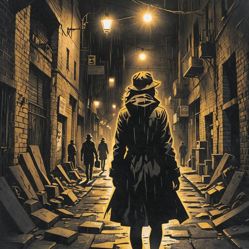 Noir Woman in Alley: Pop Art Meets Vintage