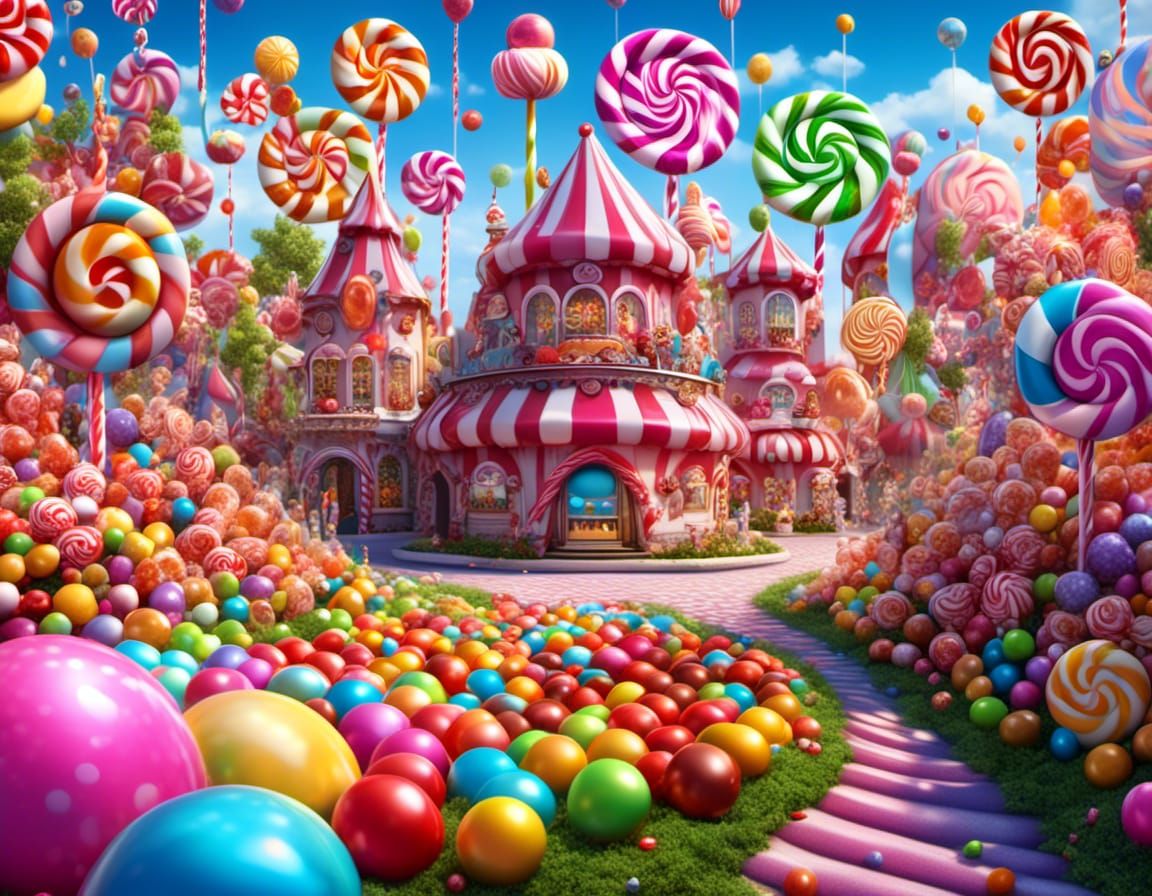 Colorful Candy Wonderland in Digital Illustration Style