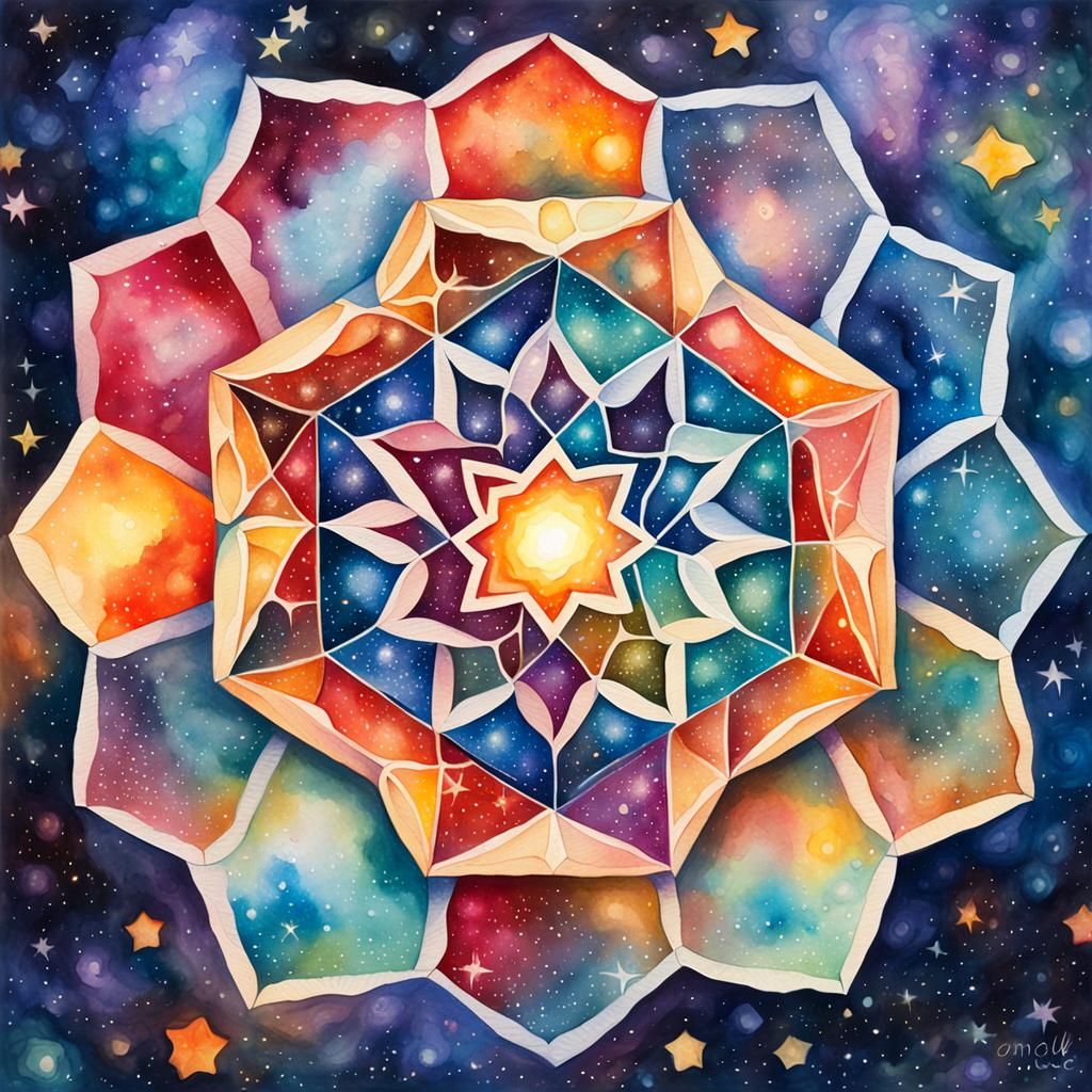 Hexagonal Star Mandala in Deep Space