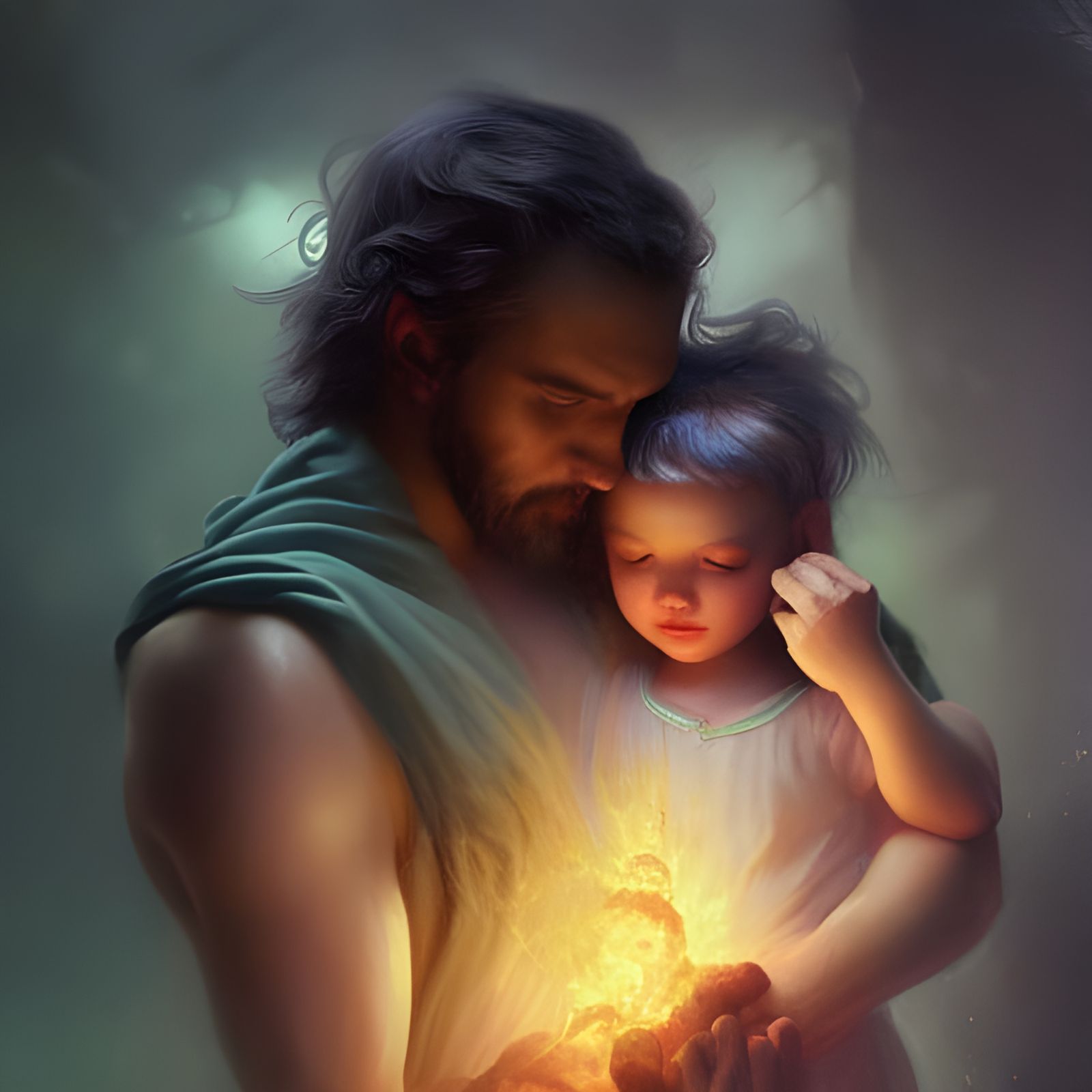 Godlike Father Figure in Dark Fantasy Style