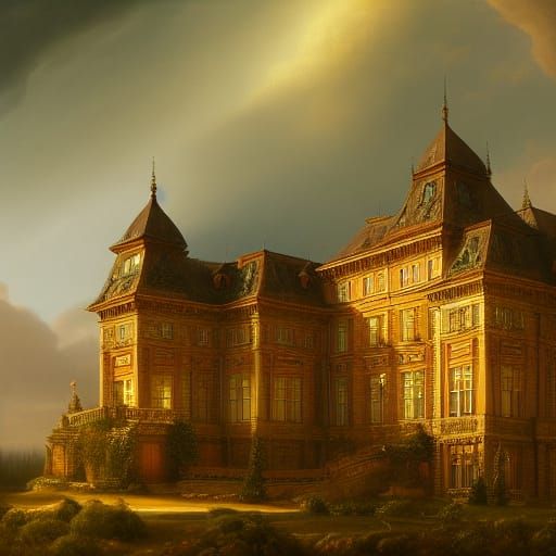 Grand Northern Mansion in Hyperdetailed Matte Painting Style
