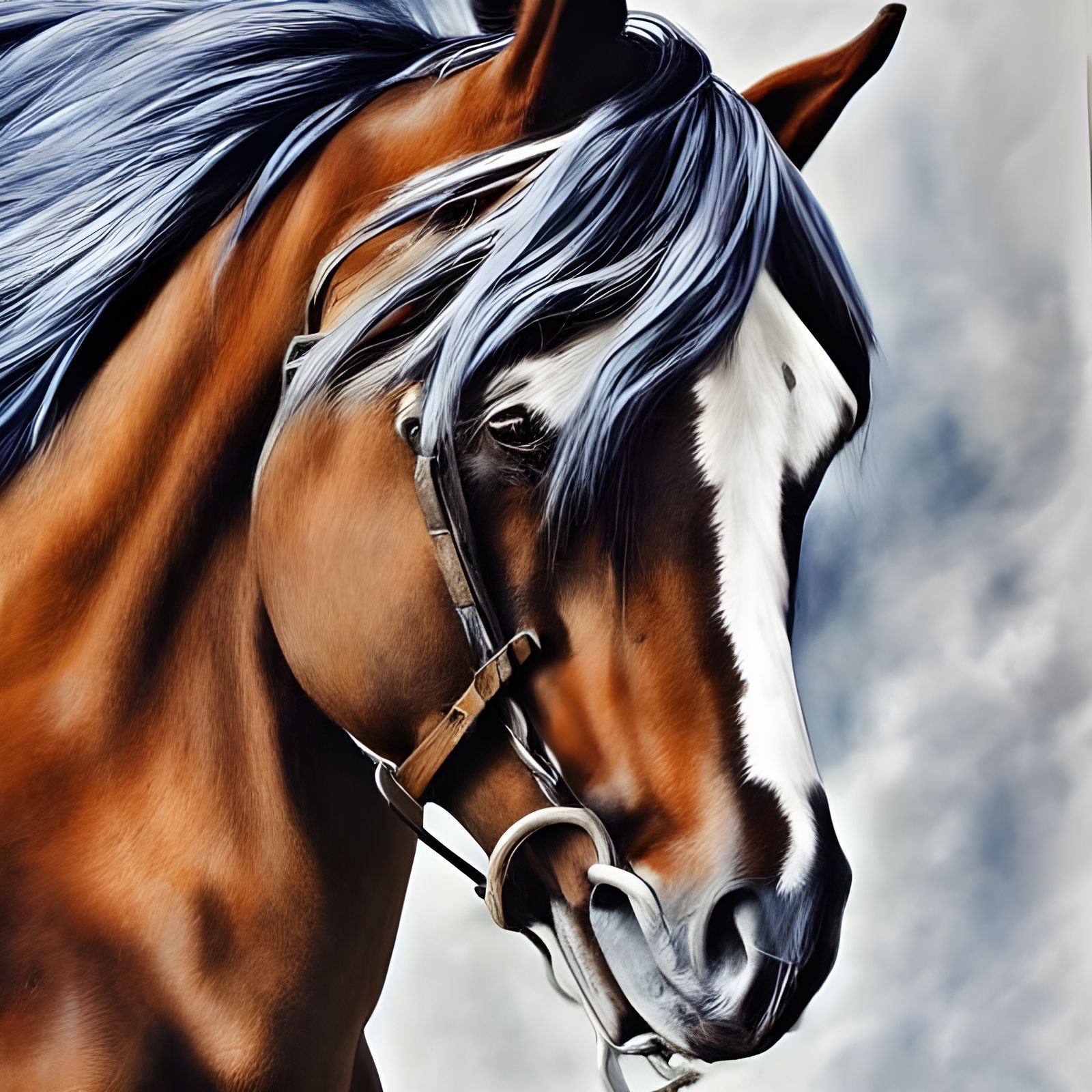 Photorealistic Horse with Sabattier Effect