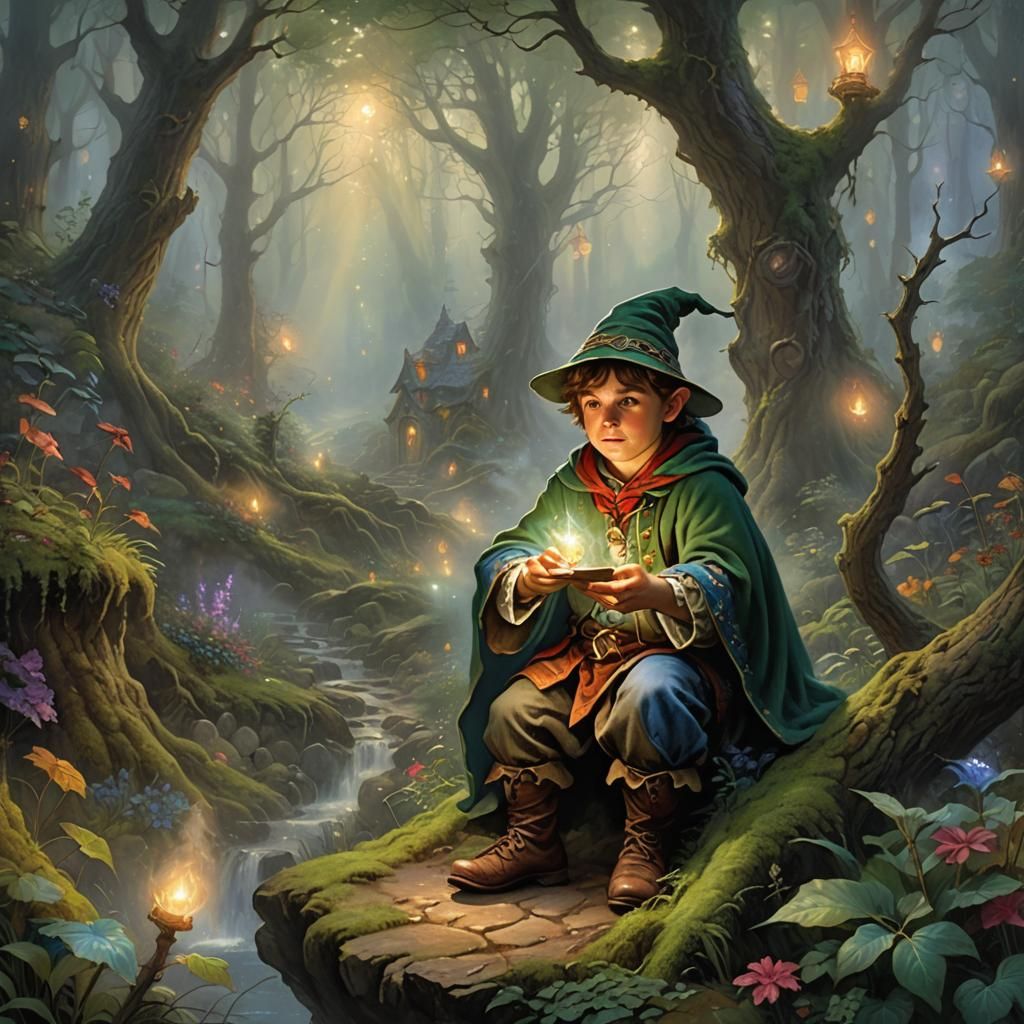 Halfling Mage in Ethereal Forest