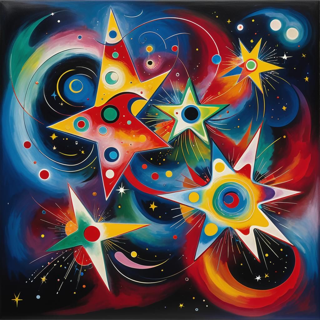Abstract Star Maelstrom in Vivid Fluorescent Colors
