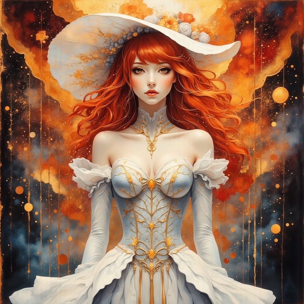 Elegant Futuristic Lady in Unique Corseted Attire