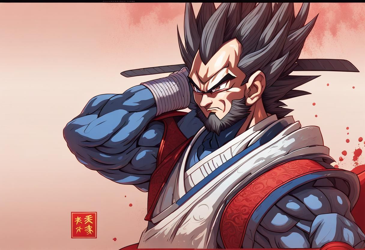 Samurai Vegeta Portrait in Dragonball Style